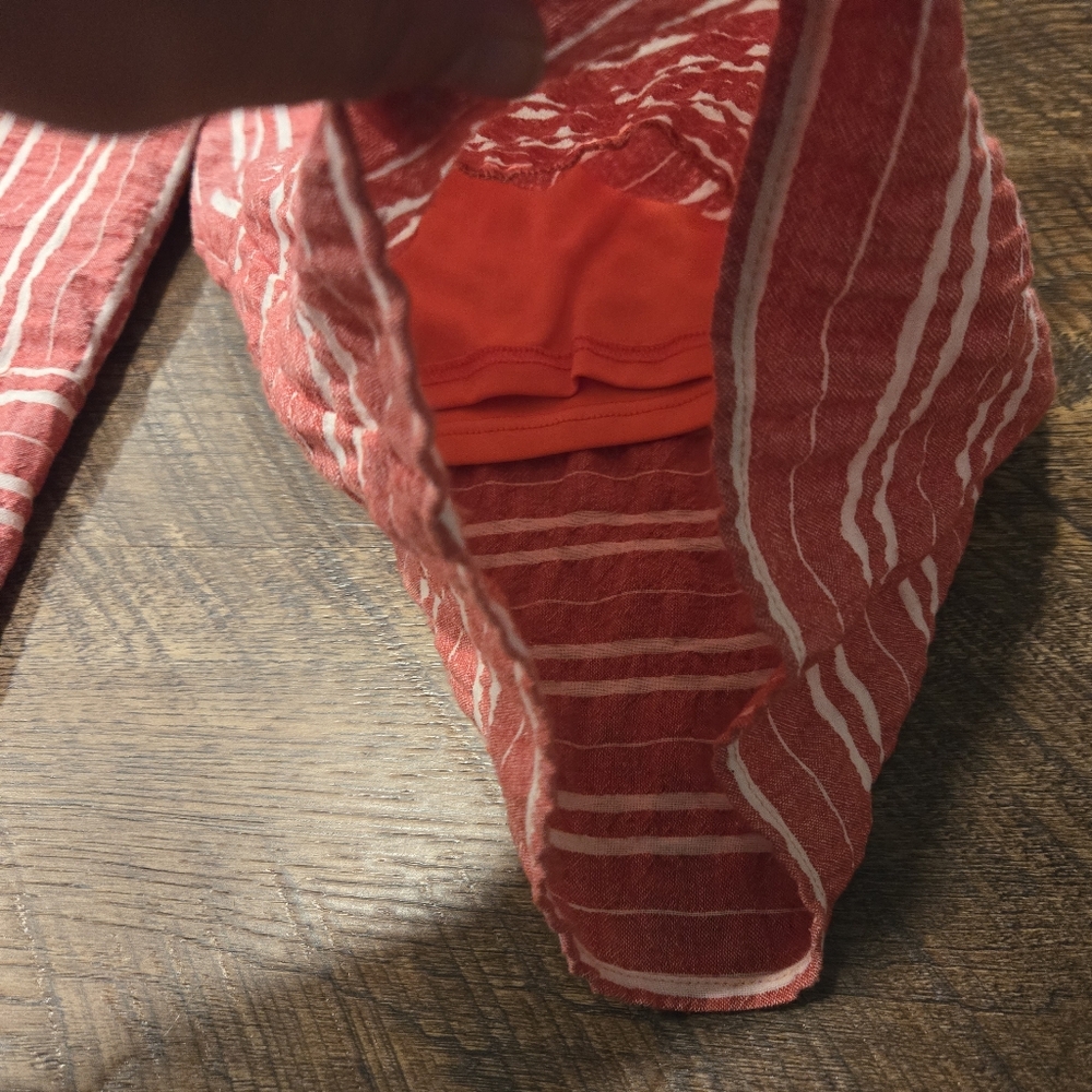 Anthropologie Ett:Twa Robin Striped Wide Leg Jumpsuit Red White Cotton Preppy SP - Picture 8 of 12